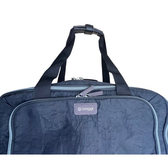 Biaggi Black Nylon Collapsible Rolling Duffel Bag With Multiple Pockets - Picture 5 of 14